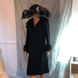 Mink and wool long jacket